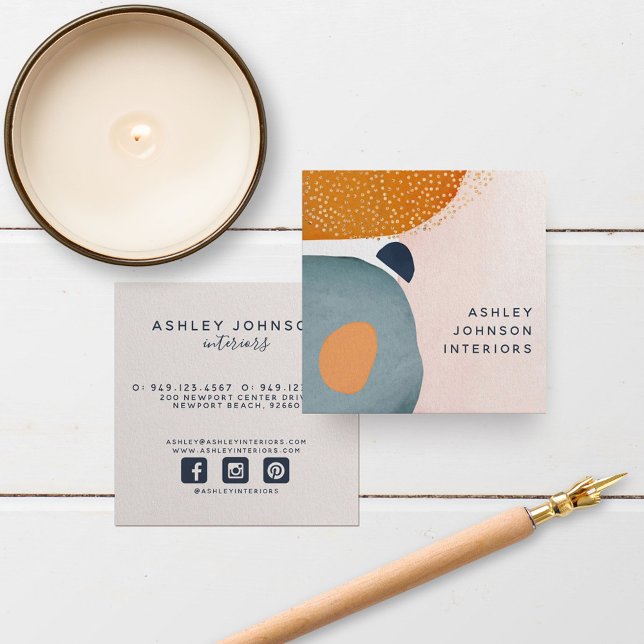 Tarjeta De Visita Cuadrada Resumen de medios sociales de la Marina Rosa Terra (Subido por el creador)