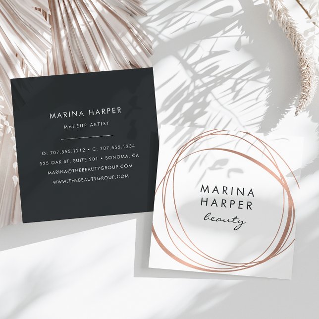 Tarjeta De Visita Cuadrada Resumen de oro de Faux Rosa moderno (Subido por el creador)