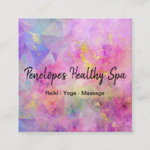 Tarjeta De Visita Cuadrada Resumen de oro púrpura rosa azul