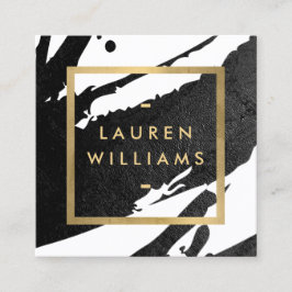 Tarjeta De Visita Cuadrada Resumen de pinceles de tinta negra