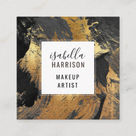 Tarjeta De Visita Cuadrada Resumen de pinceles negros Artista de maquillaje d