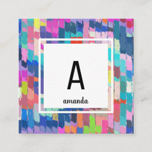Tarjeta De Visita Cuadrada Resumen de plantilla de pincel de pintura acrílica