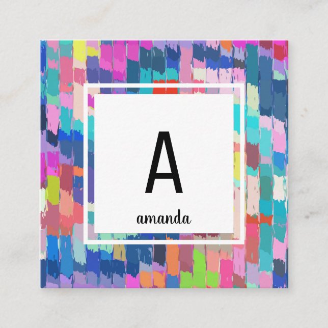Tarjeta De Visita Cuadrada Resumen de plantilla de pincel de pintura acrílica (Anverso)