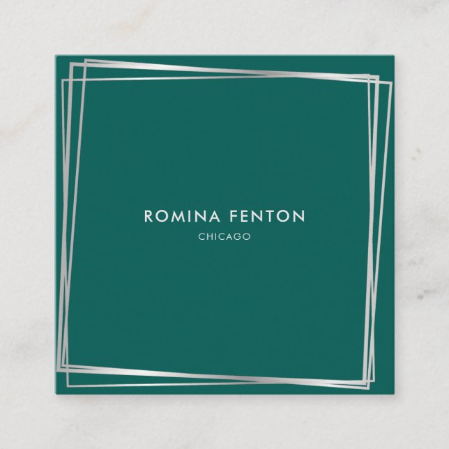 Tarjeta De Visita Cuadrada Resumen de Plata Marcos Profesionales Modernos (Anverso)