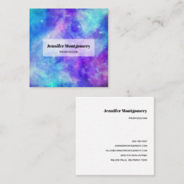 Tarjeta De Visita Cuadrada Resumen del espacio de galaxia púrpura y azul