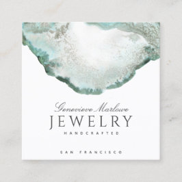Tarjeta De Visita Cuadrada Resumen Diseñador de joyas de Agate Verde