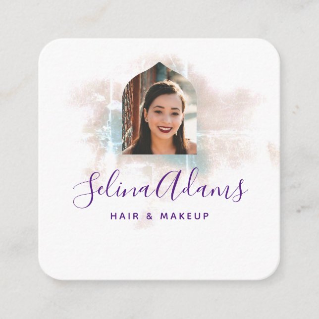 Tarjeta De Visita Cuadrada Resumen elegante de la acuarela griega (Anverso)