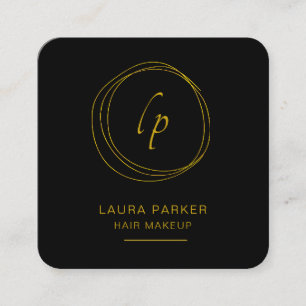 Tarjeta De Visita Cuadrada Resumen Faux Gold Moderno Círculo Mínimo Simple
