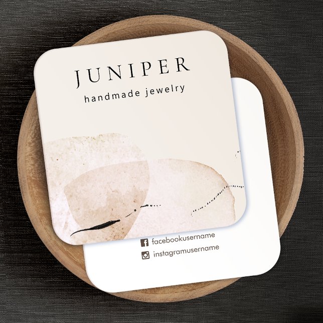 Tarjeta De Visita Cuadrada Resumen Formas de acuarela orgánica artística (Subido por el creador)