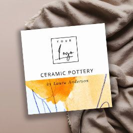 Tarjeta De Visita Cuadrada Resumen Logo de Arte Artístico de color azul amari