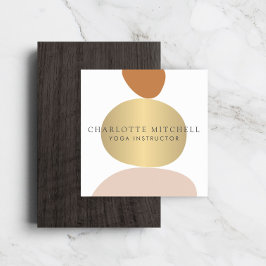 Tarjeta De Visita Cuadrada Resumen moderno Logotipo Zen Stones Gold Yoga, Mas