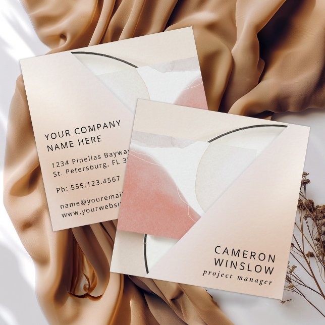 Tarjeta De Visita Cuadrada Resumen moderno neutro de tono terrestre (Subido por el creador)