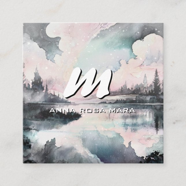 Tarjeta De Visita Cuadrada *~* Resumen moderno sutil de QR Negrita AP93 (Anverso)