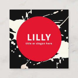 Tarjeta De Visita Cuadrada Resumen negrita rojo moderno pintado