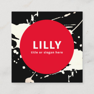 Tarjeta De Visita Cuadrada Resumen negrita rojo moderno pintado