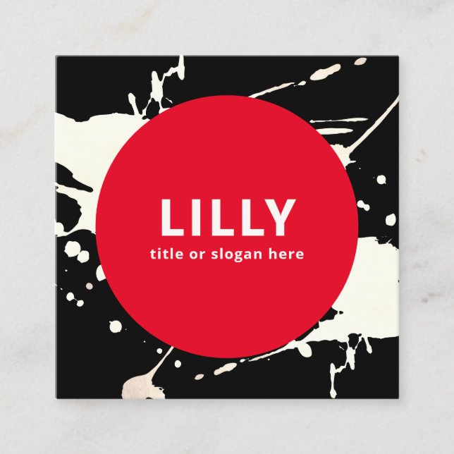 Tarjeta De Visita Cuadrada Resumen negrita rojo moderno pintado (Anverso)