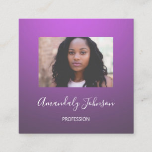 Tarjeta De Visita Cuadrada Resumen OMBRÉ Pink Ombré Personalizado Foto Purple