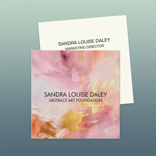 Tarjeta De Visita Cuadrada Resumen Oro rosa Pintura arte moderno (Subido por el creador)