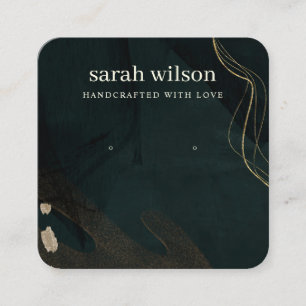 Tarjeta De Visita Cuadrada Resumen Pantalla de rienda de oro negro verde
