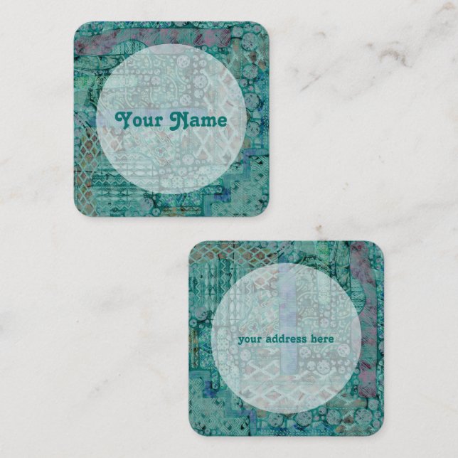 Tarjeta De Visita Cuadrada Resumen Patrón étnico - Folklore Art. 2 (Anverso / Reverso)