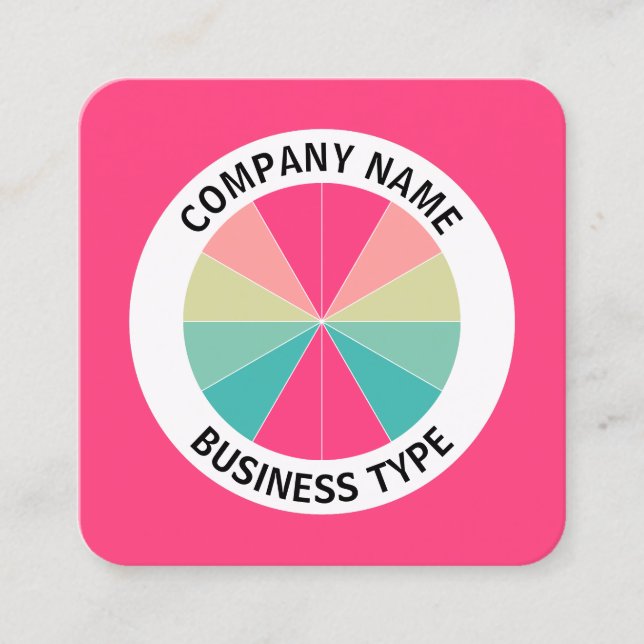 Tarjeta De Visita Cuadrada Resumen Pie 01 - Rojo #FF407F (Anverso)