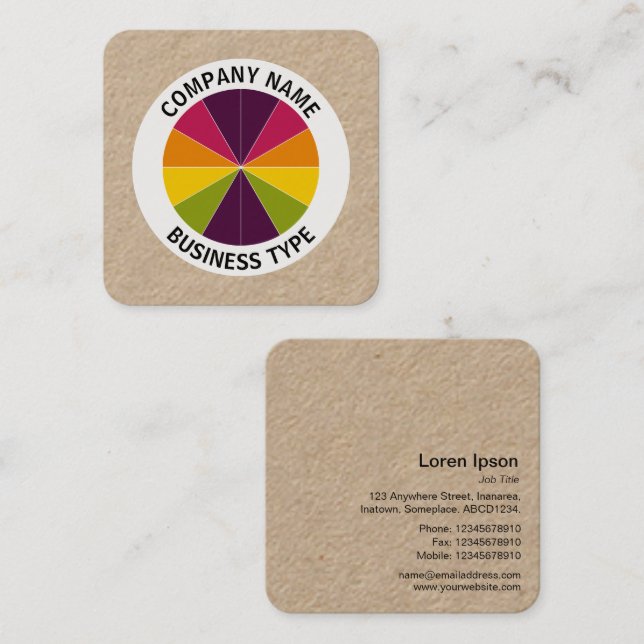 Tarjeta De Visita Cuadrada Resumen Pie 02 - kraft (Anverso / Reverso)