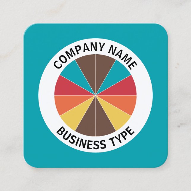 Tarjeta De Visita Cuadrada Resumen Pie 05 - Azul #009FAE (Anverso)