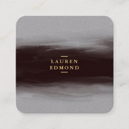Tarjeta De Visita Cuadrada Resumen Pincel de tinta negra Premium Gris
