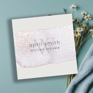 Tarjeta De Visita Cuadrada Resumen Pincel Lilac Púrpura Brocha Monograma Bril