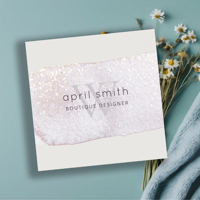 Tarjeta De Visita Cuadrada Resumen Pincel Lilac Púrpura Brocha Monograma Bril (Subido por el creador)