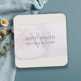 Tarjeta De Visita Cuadrada Resumen Pincel Lilac Púrpura Brocha Monograma Bril