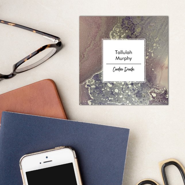 Tarjeta De Visita Cuadrada Resumen Plata Púrpura Rosa Tinta Alcohólica Láquid (Subido por el creador)