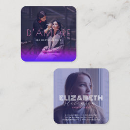 Tarjeta De Visita Cuadrada Resumen profesional de 2 fotos rosa y púrpura