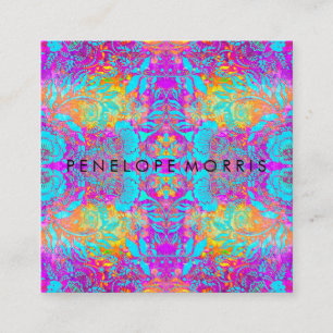 Tarjeta De Visita Cuadrada Resumen Purple Aqua Naranja Beaulist Stylist