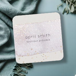 Tarjeta De Visita Cuadrada Resumen Purpurina de acuarela del cepillo de lino