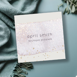 Tarjeta De Visita Cuadrada Resumen Purpurina de acuarela del cepillo de lino