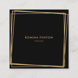 Tarjeta De Visita Cuadrada Resumen Relieve metalizado dorado marcos profesion