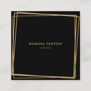 Tarjeta De Visita Cuadrada Resumen Relieve metalizado dorado marcos profesion