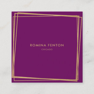 Tarjeta De Visita Cuadrada Resumen Relieve metalizado dorado marcos profesion