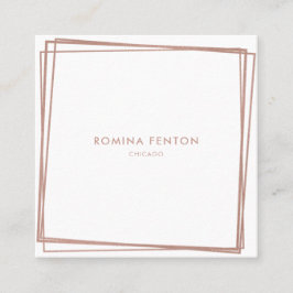 Tarjeta De Visita Cuadrada Resumen Relieve metalizado dorado Rosa Frames Prof