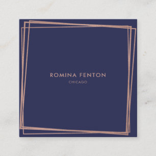 Tarjeta De Visita Cuadrada Resumen Relieve metalizado dorado Rosa Frames Prof