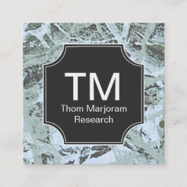 Tarjeta De Visita Cuadrada Resumen verde neutral de monograma