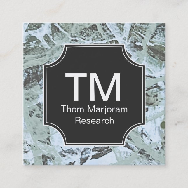Tarjeta De Visita Cuadrada Resumen verde neutral de monograma (Anverso)
