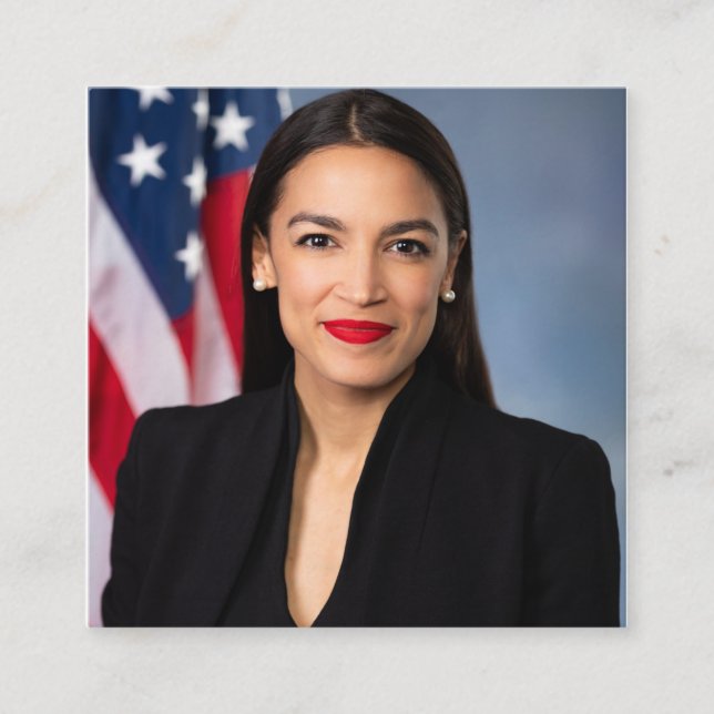 Tarjeta De Visita Cuadrada Retrato de Alexandria Ocasio Cortez (Anverso)