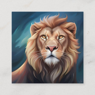 Tarjeta De Visita Cuadrada Retrato de arte digital de león-56556