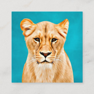 Tarjeta De Visita Cuadrada Retrato de leona pintando regalo para los amantes