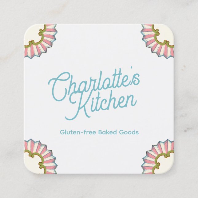 Tarjeta De Visita Cuadrada Retro Baker (Anverso)