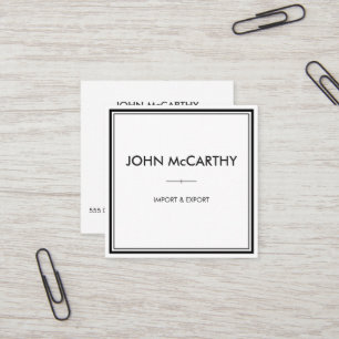 Tarjeta De Visita Cuadrada Retro Black White Profesional Elegante Minimalista