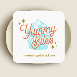 Tarjeta De Visita Cuadrada Retro Cupcake Baker
