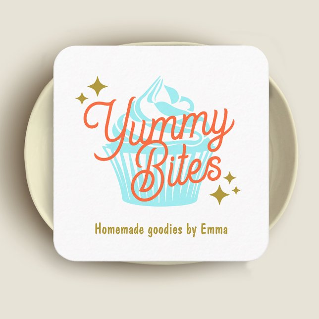 Tarjeta De Visita Cuadrada Retro Cupcake Baker (Subido por el creador)